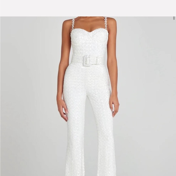 NADINE MERABI White Lace Jumpsuit